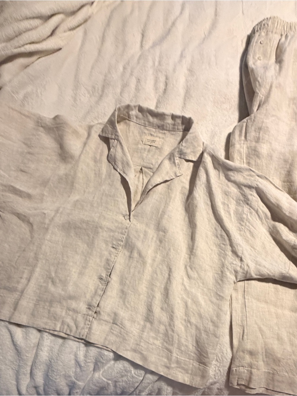 Nude Lucy Men's Button-Down Linen Shirt in Natural Cream